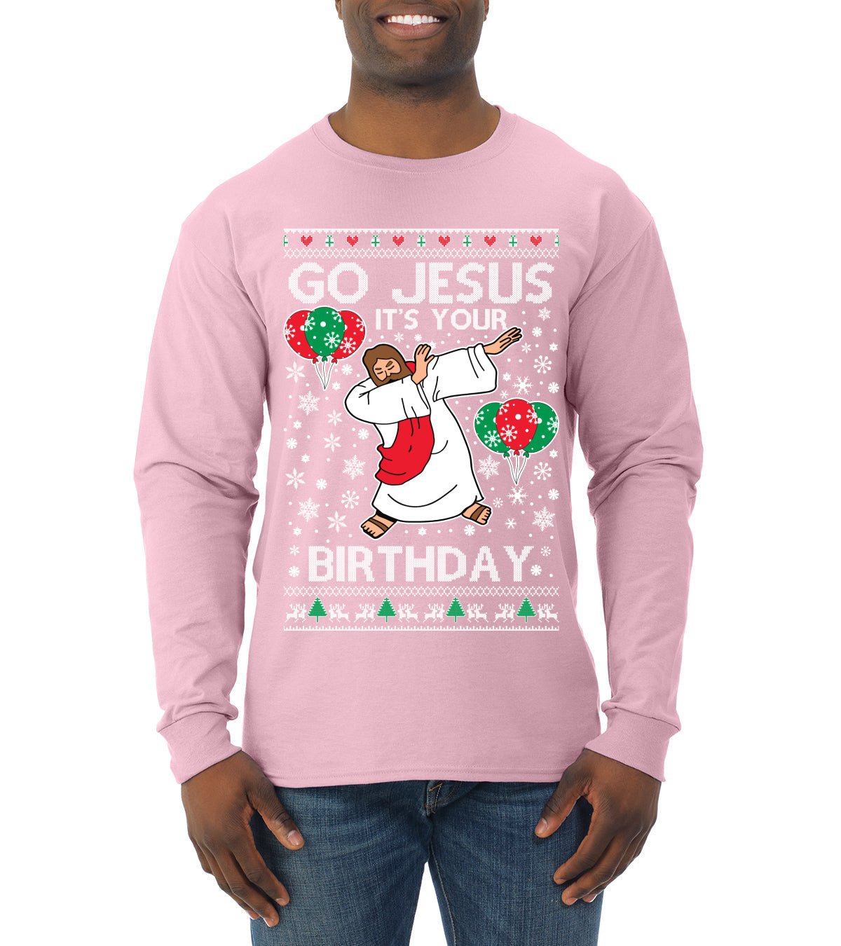 Go Jesus It's Your Birthday Ugly Christmas Sweater Mens Long Sleeve Shirt