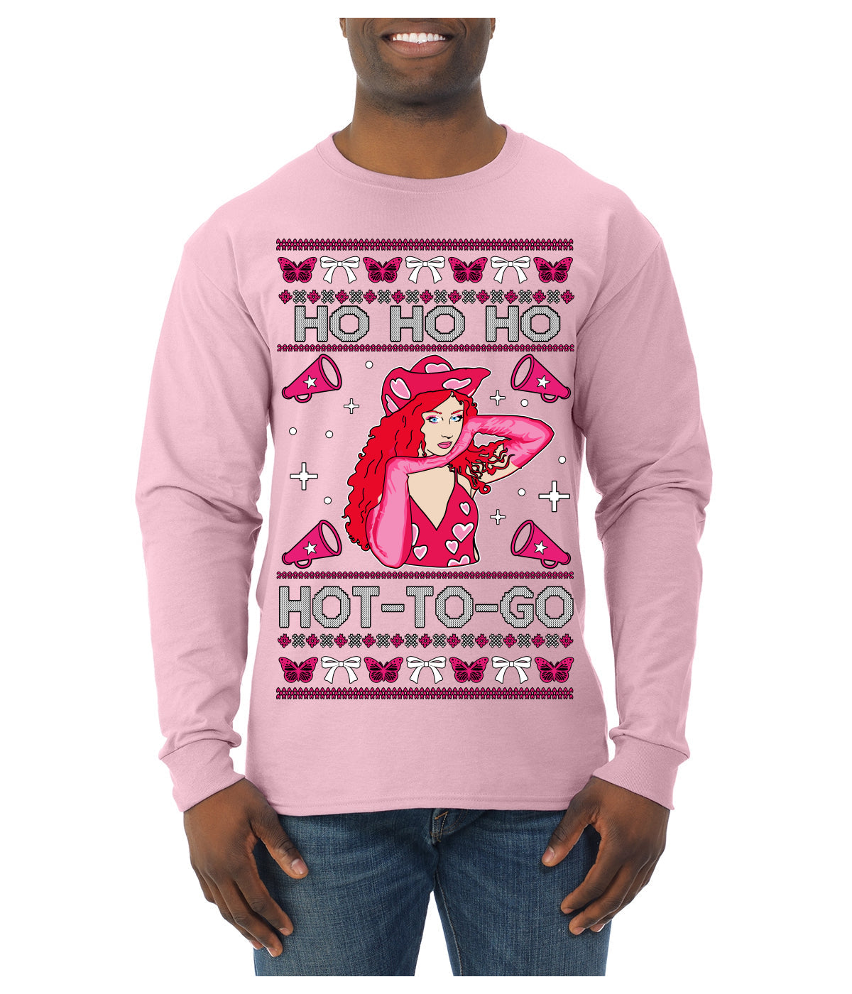 Ho Ho Ho Hot to Go, Viral Midwest Princess Song Dance Pop Star Concert Tour Merch Ugly Christmas Sweater Mens Long Sleeve Shirt