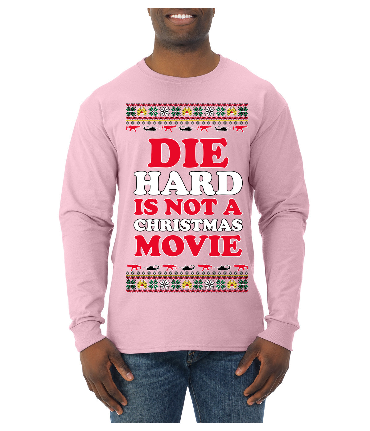 Die Hard is Not a Christmas Movie Classic, McClane Hans Nakatomi Plaza Xmas Party Holiday Movies Ugly Christmas Sweater Mens Long Sleeve Shirt