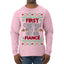 First Christmas With My Hot New Fiance Classic Newlywed Ugly Christmas Sweater Mens Long Sleeve Shirt