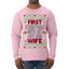 First Christmas With My Hot New Wife Classic Newlywed Ugly Christmas Sweater Mens Long Sleeve Shirt