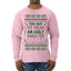 Too Hot to Wear an Ugly Sweater, Funny Pink Candy Cane Cut Diva Girl Reindeer Xmas Ugly Christmas Sweater Mens Long Sleeve Shirt