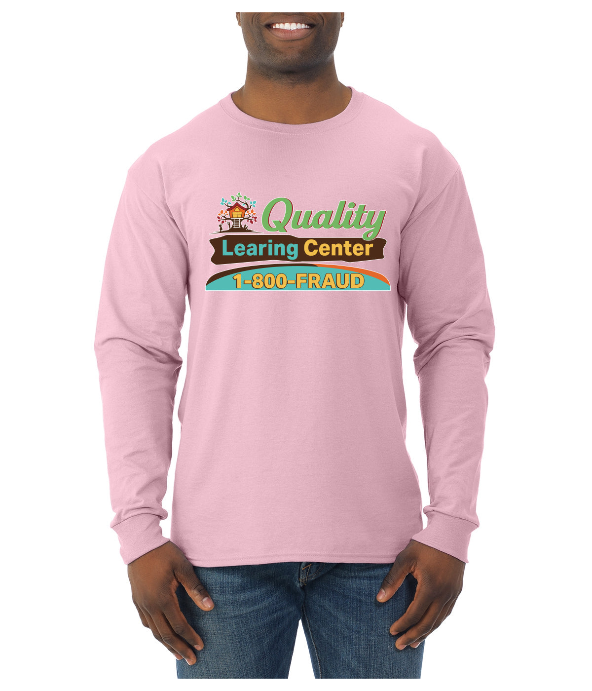 Quality Learing Center 1800-FRAUD Day Care Sweater, Unisex Mens Long Sleeve Shirt