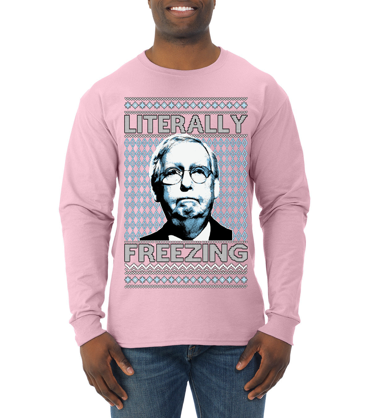 Literally Freezing McConnell Senator  Ugly Christmas Sweater Mens Long Sleeve Shirt