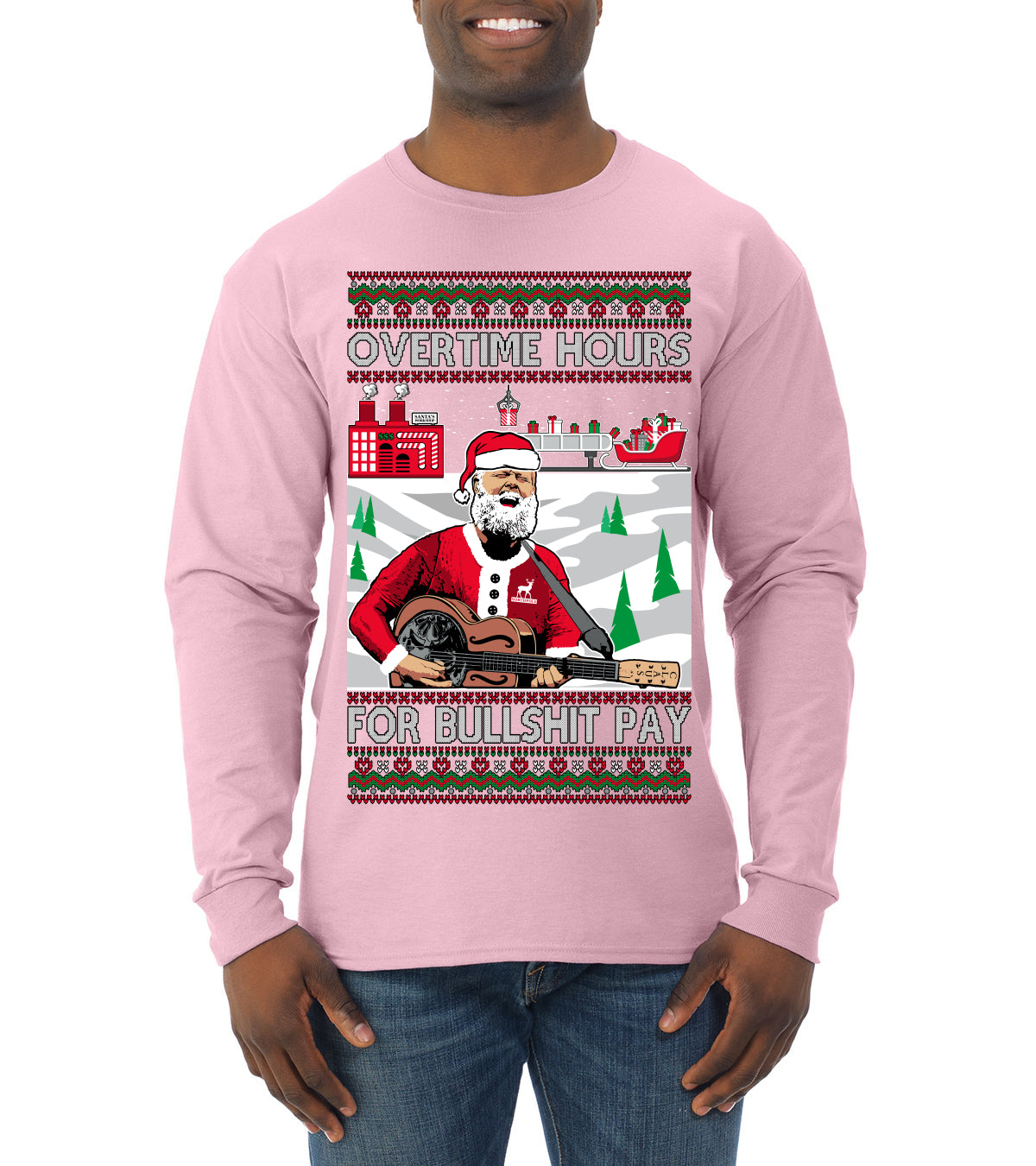 Overtime Hours Rich Men North of Richmond Ugly Christmas Sweater Mens Long Sleeve Shirt