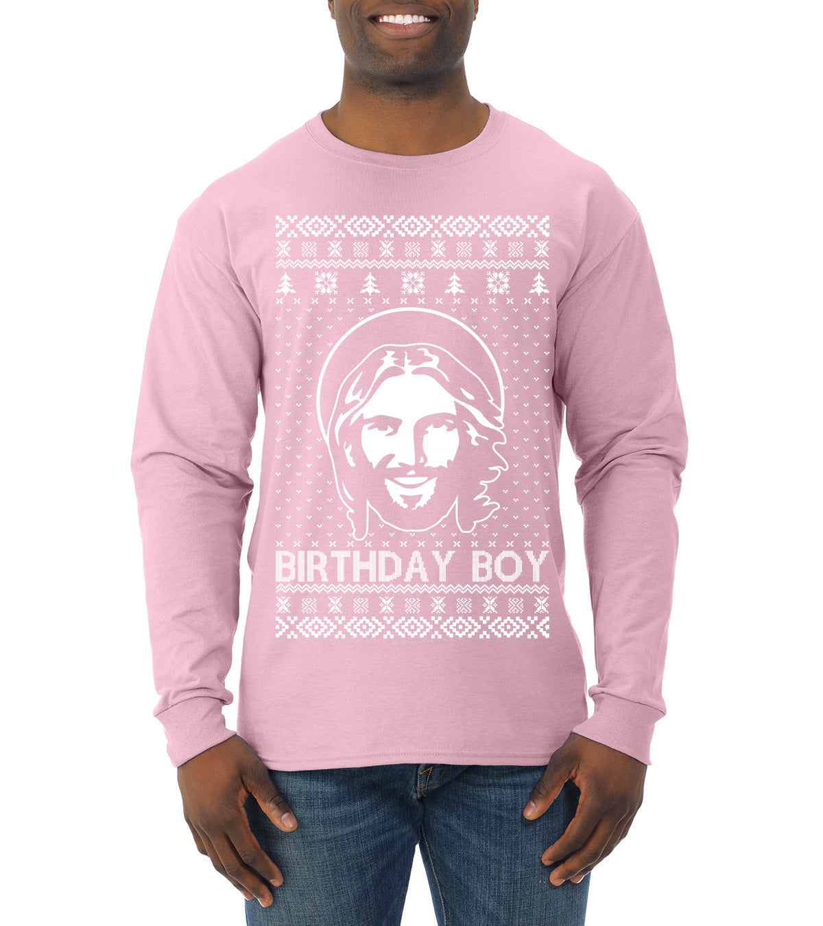 Birthday Boy Jesus Christ Ugly Christmas Sweater Mens Long Sleeve Shirt