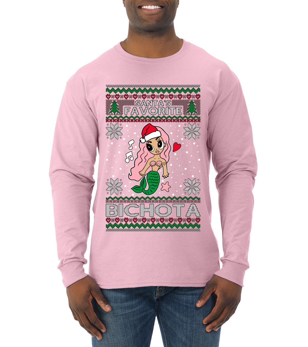 Christmas Karol Santa's Favorite Bichota Ugly Christmas Sweater Mens Long Sleeve Shirt