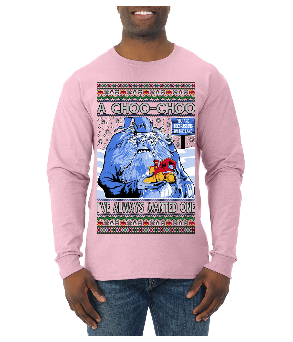 A Choo Choo I've Always Wanted One Winter Warlock Movie Ugly Christmas Sweater Mens Long Sleeve Shirt