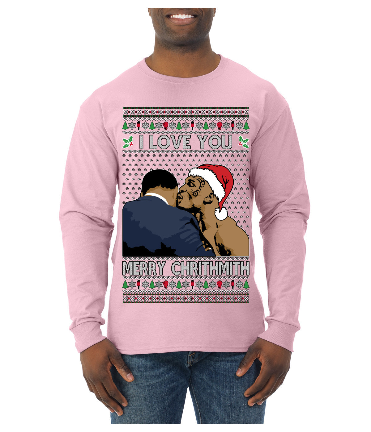 I Love You Merry Chrithmith Funny Boxing Fight Meme Classic Funny Xmas Ugly Christmas Sweater Mens Long Sleeve Shirt