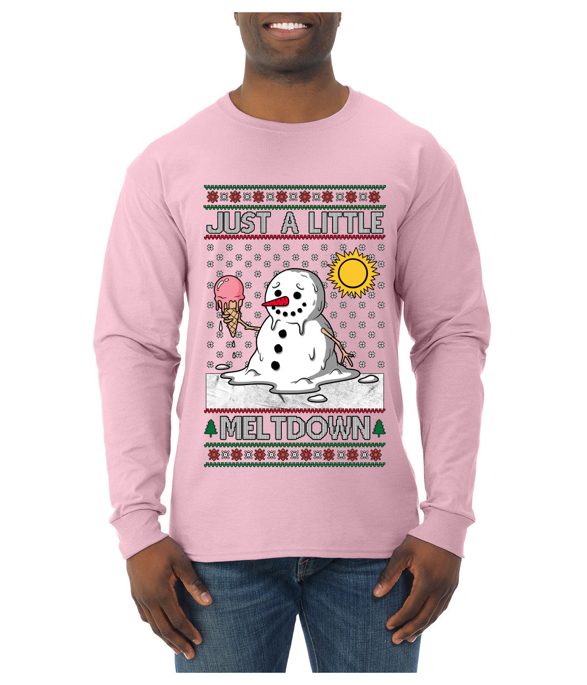 Just A Little Meltdown, Ugly Christmas Sweater Mens Long Sleeve Shirt