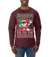 Yo Yo Yo Black Santa Ugly Christmas Sweater Mens Long Sleeve Shirt