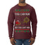You Can Run But You Can't Hide Santa Sleigh Reindeer Ugly Christmas Sweater Mens Long Sleeve Shirt