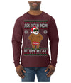 Ask Your Mom If I'm Real Funny Black Santa Claus Censored Ugly Christmas Sweater Mens Long Sleeve Shirt