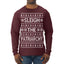 Sleigh the Patriarchy Funny Feminist Middle Class Meme Ugly Christmas Sweater Mens Long Sleeve Shirt