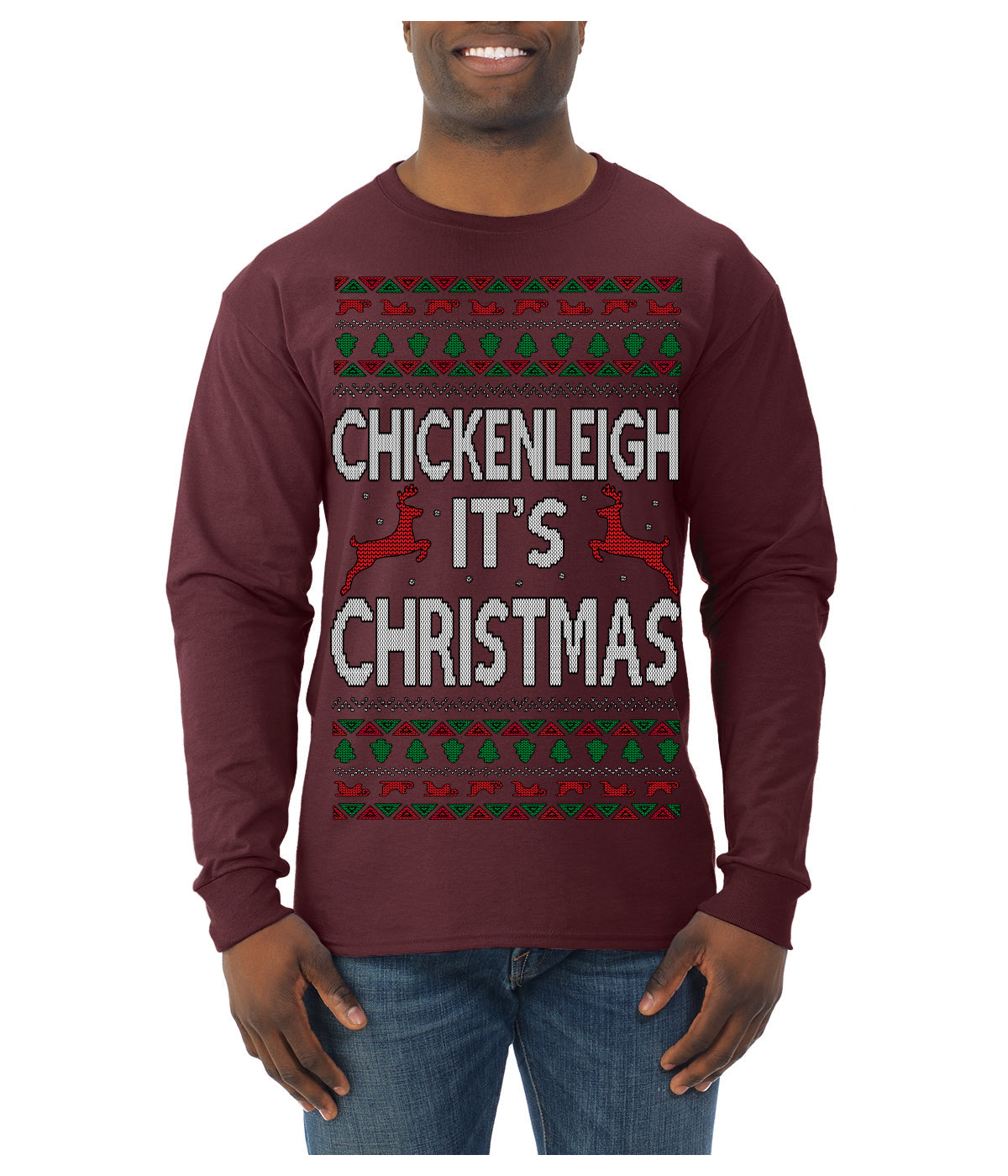 Chickenleigh It's Christmas Funny Viral Trending Meme Ugly Christmas Sweater Mens Long Sleeve Shirt