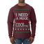 I Need a Huge Christmas Cocktail Funny Dirty Joke Drinking Ugly Christmas Sweater Mens Long Sleeve Shirt