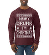 Merry Drunk I'm Christmas Beer Wine Drinking Holiday Humor  Ugly Christmas Sweater Mens Long Sleeve Shirt