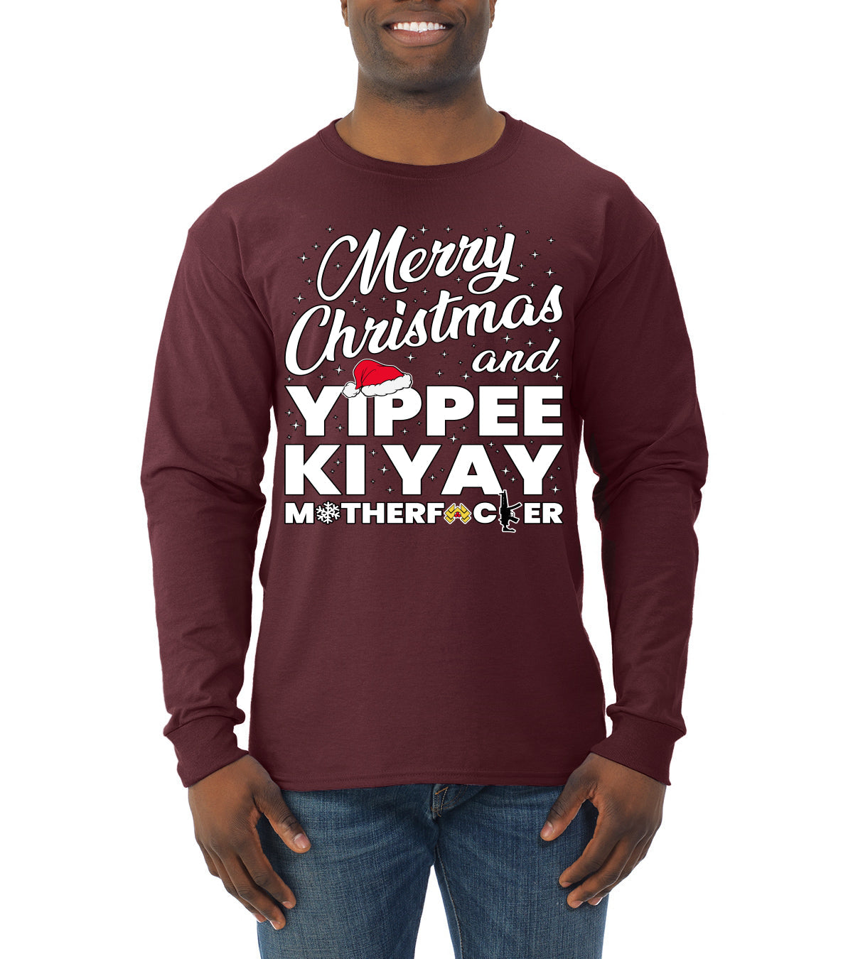 Merry Christmas and Yippee Ki Yay MOFO Christmas Mens Long Sleeve Shirt