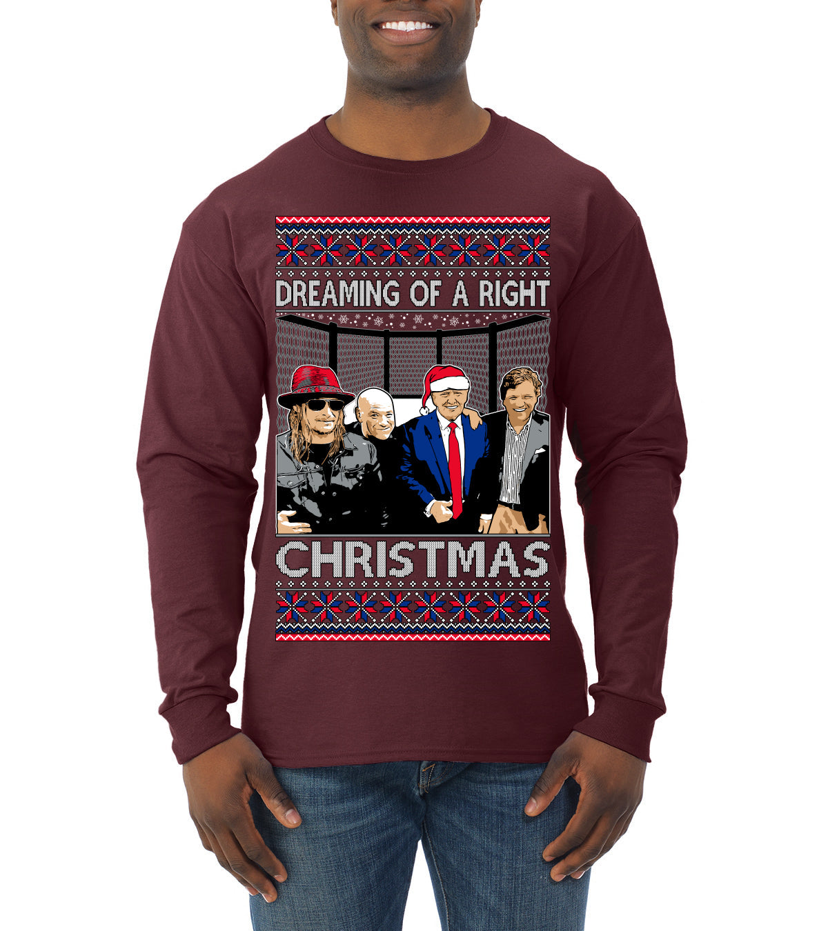 Dreaming of a right christmas conservative crew  Ugly Christmas Sweater Mens Long Sleeve Shirt
