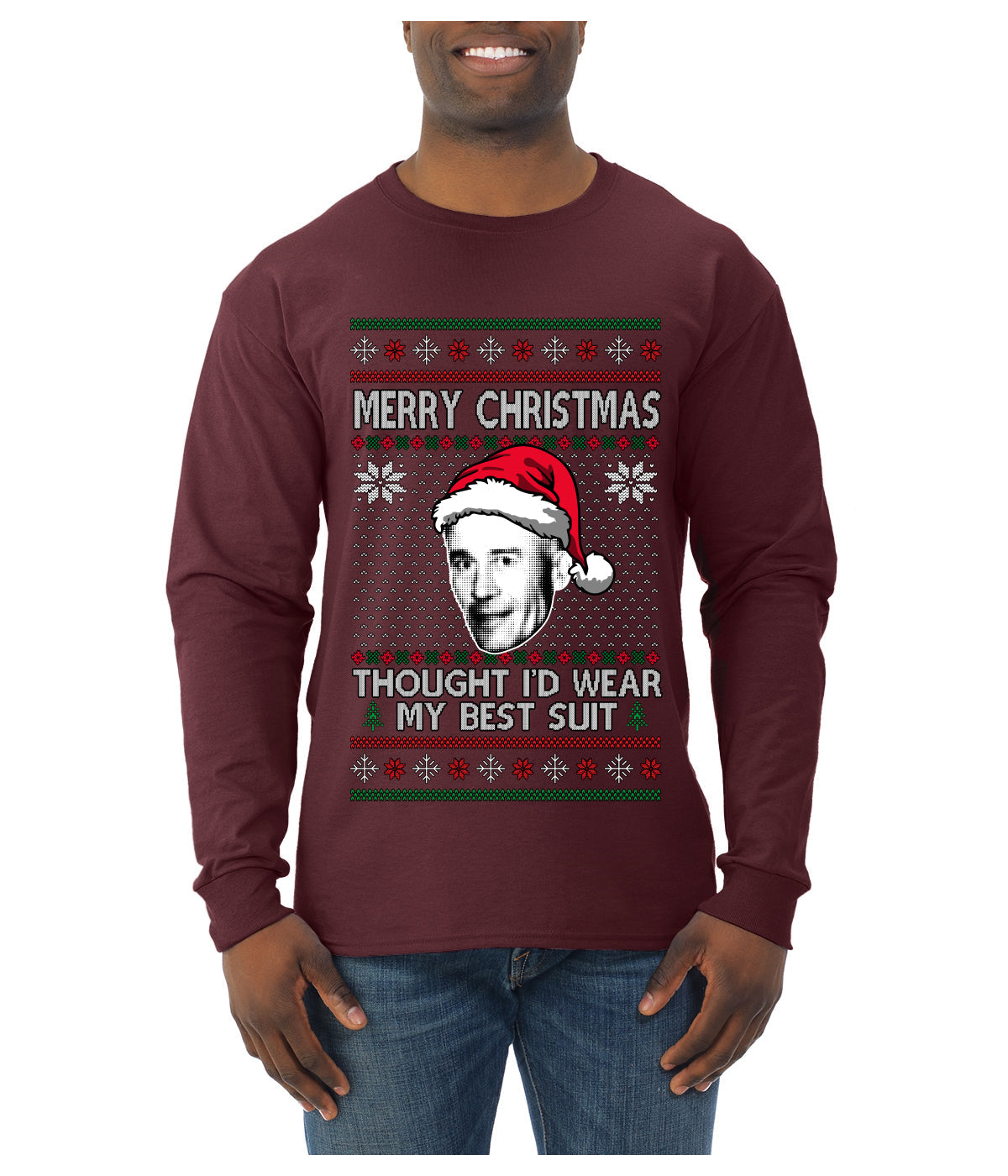Thought I'd Wear My Best Suit Ed Gein, Ugly Christmas Sweater Mens Long Sleeve Shirt