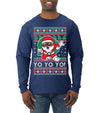 Yo Yo Yo Black Santa Ugly Christmas Sweater Mens Long Sleeve Shirt