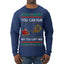 You Can Run But You Can't Hide Santa Sleigh Reindeer Ugly Christmas Sweater Mens Long Sleeve Shirt