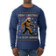 Merry Christmas Ya Filthy Humans Funny Sasquatch Bigfoot Ugly Christmas Sweater Mens Long Sleeve Shirt