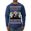 Doge Elf Around and Find Out Trump Elon Vivek MAGA Ugly Christmas Sweater Mens Long Sleeve Shirt
