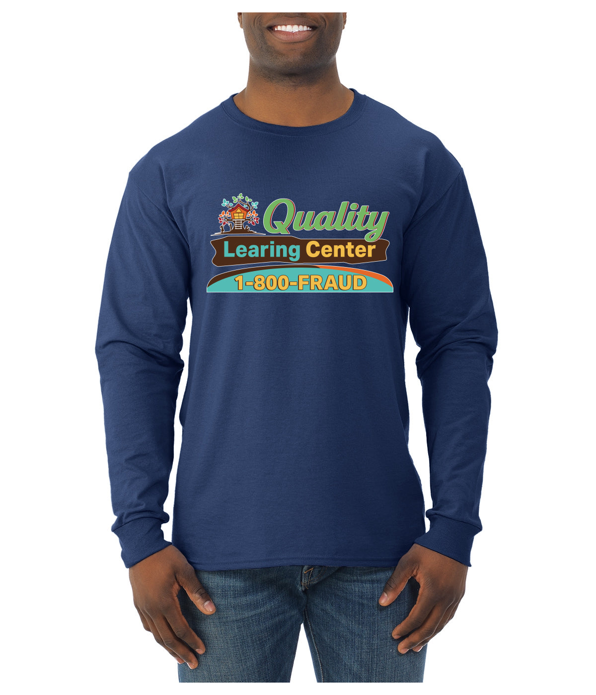 Quality Learing Center 1800-FRAUD Day Care Sweater, Unisex Mens Long Sleeve Shirt