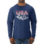 USA Winter Team Sports Fan Collection | USA Flag Mountainscape Sweater, Unisex Mens Long Sleeve Shirt