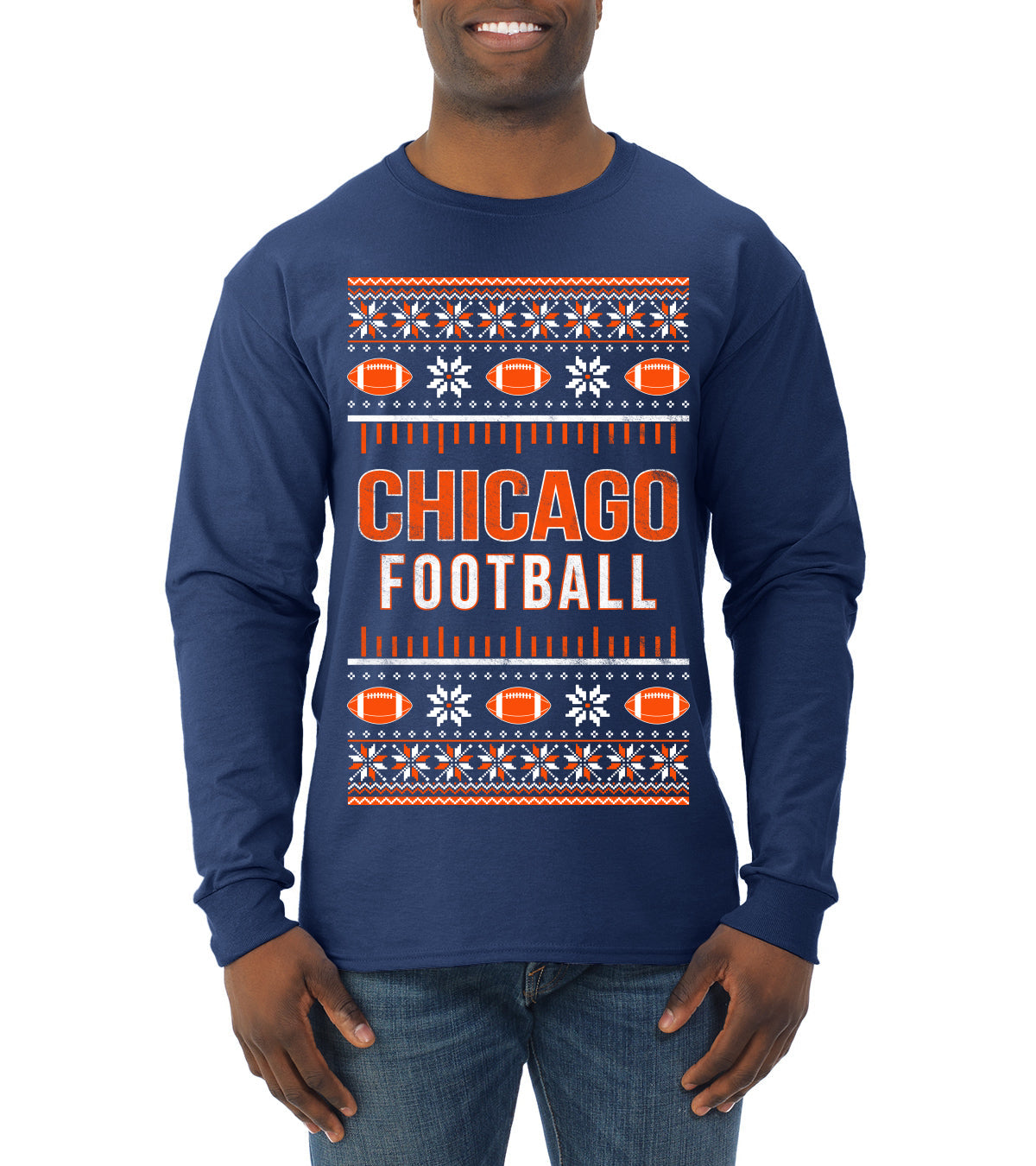 City of Chicago CHI American Football Fantasy Fan Ugly Christmas Sweater Unisex Crewneck Sweatshirt