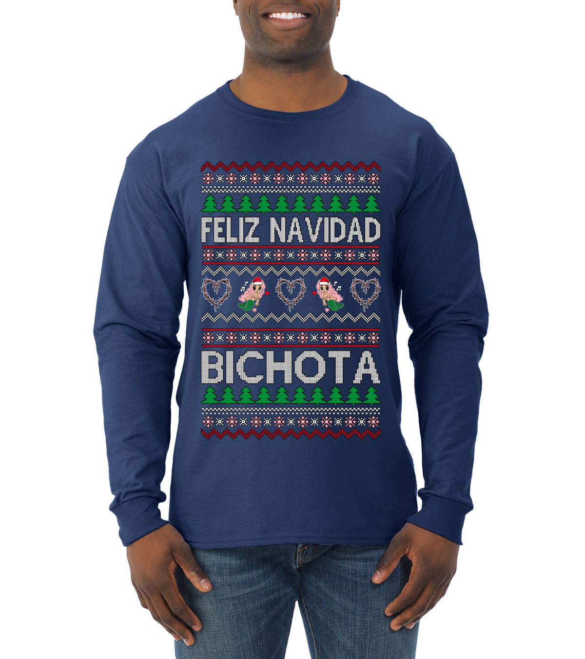 Feliz Navidad Bichota Ugly Christmas Sweater Mens Long Sleeve Shirt