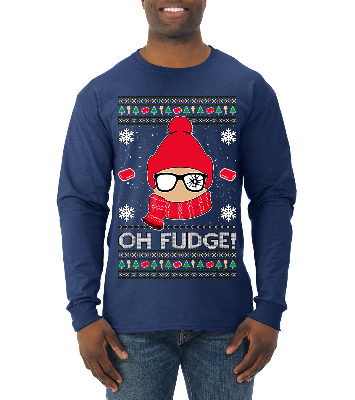 Oh Fudge Funny Story Ugly Christmas Sweater Mens Long Sleeve Shirt