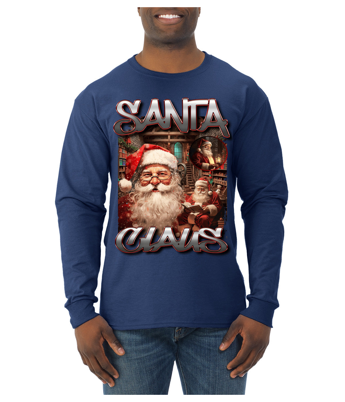 Santa Claus Bootleg Rap Music Style Ugly Christmas Sweater Mens Long Sleeve Shirt