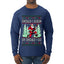 Should I Sleigh Or Should I Go, 80s Rock n' Roll Song, Electric Guitar, Ugly Christmas Sweater Mens Long Sleeve Shirt
