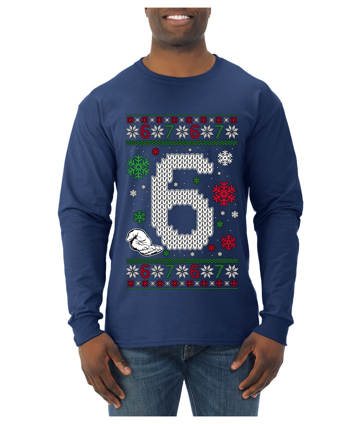 Christmas 6 Meme, Ugly Christmas Sweater Unisex Mens Long Sleeve Shirt