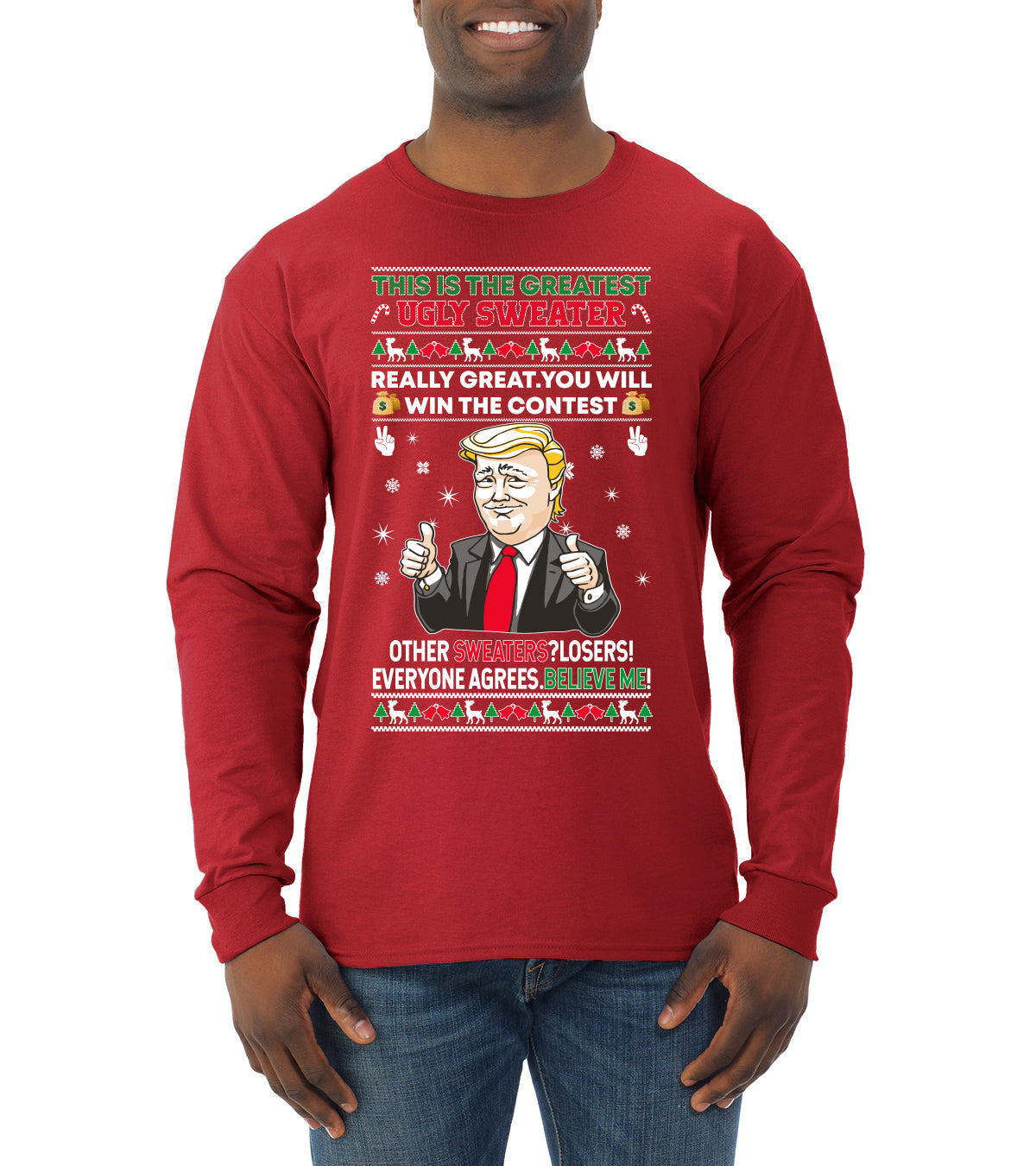 Trump This is the Greatest Ugly Christmas Sweater Mens Long Sleeve Shirt