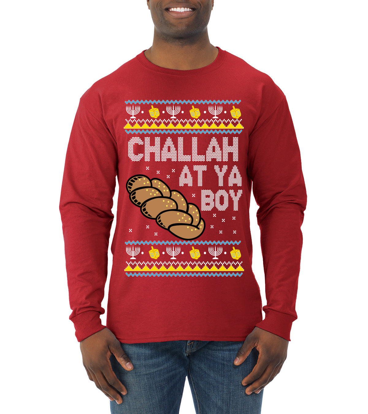 Challah At Ya Boy Ugly Christmas Sweater Mens Long Sleeve Shirt