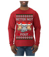 Better Not Pout, Cute Sad Santa Cats | Funny Ugly Christmas Sweater Mens Long Sleeve Shirt