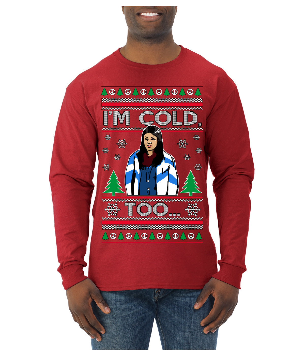 I'm Cold Too Funny Classic 70s Show Damn Jackie Ugly Christmas Sweater Mens Long Sleeve Shirt
