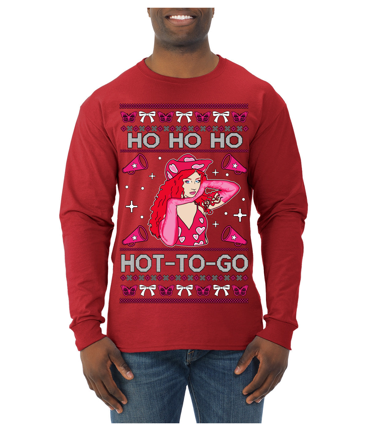 Ho Ho Ho Hot to Go, Viral Midwest Princess Song Dance Pop Star Concert Tour Merch Ugly Christmas Sweater Mens Long Sleeve Shirt