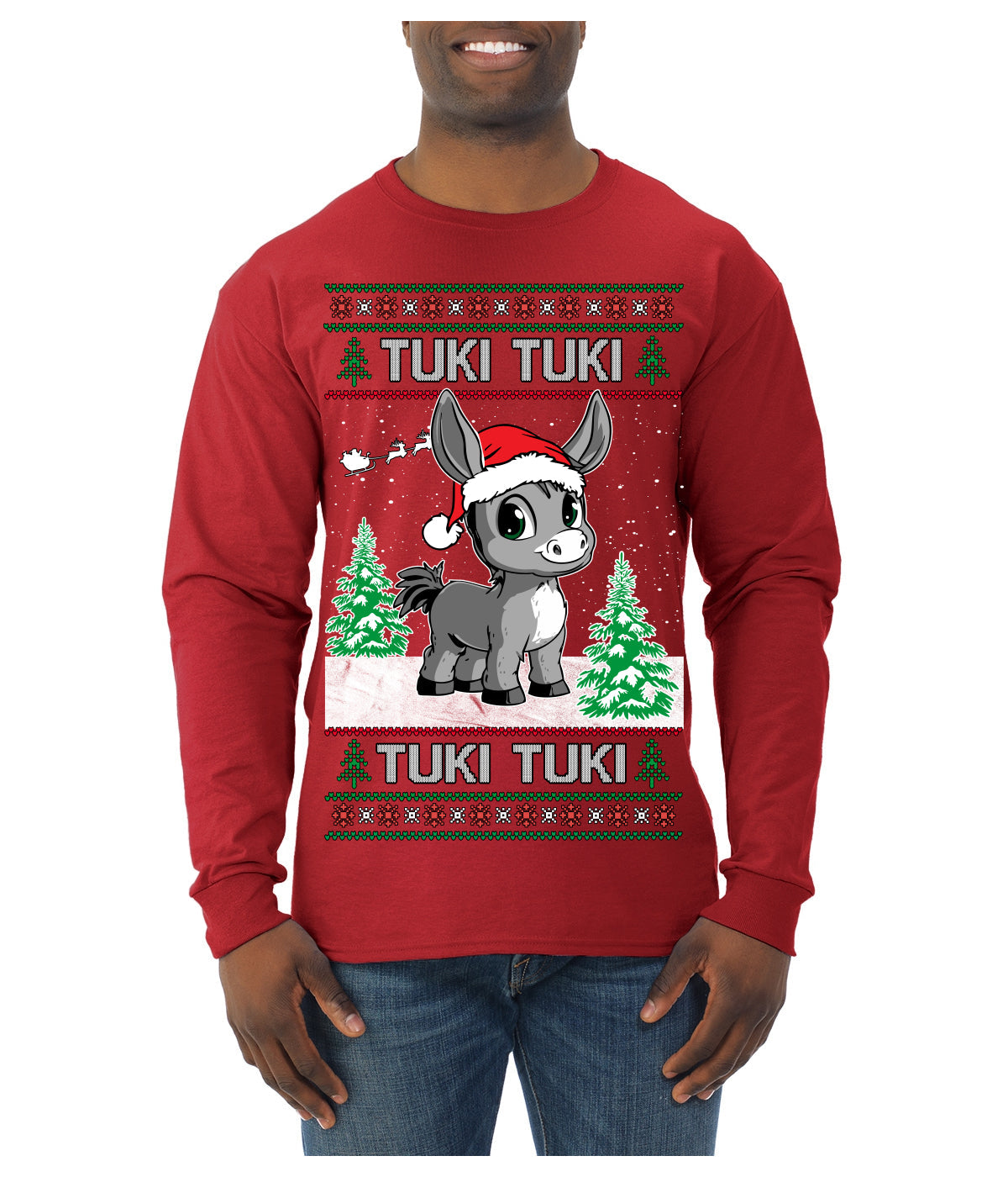 Tuki Tuki Tuki Funny Spanish Music Lyrics Ugly Christmas Sweater Mens Long Sleeve Shirt