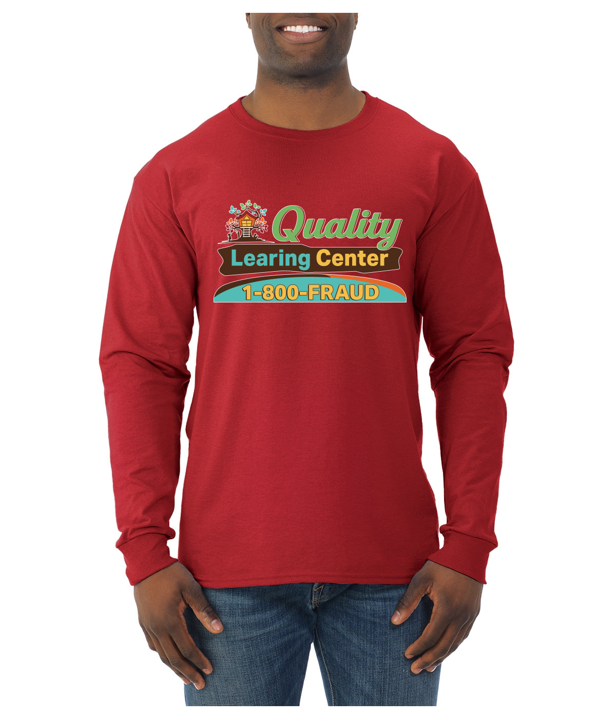 Quality Learing Center 1800-FRAUD Day Care Sweater, Unisex Mens Long Sleeve Shirt
