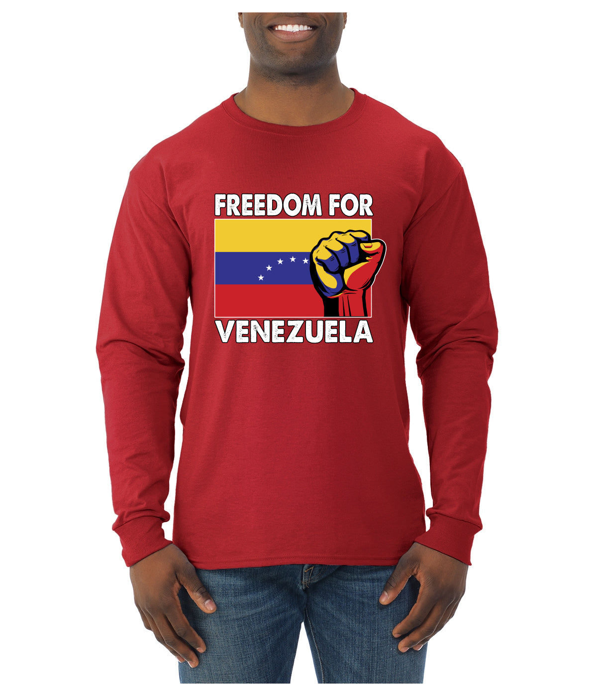 Freedom For Venezuelan Raised Fist Sweater, Unisex Mens Long Sleeve Shirt