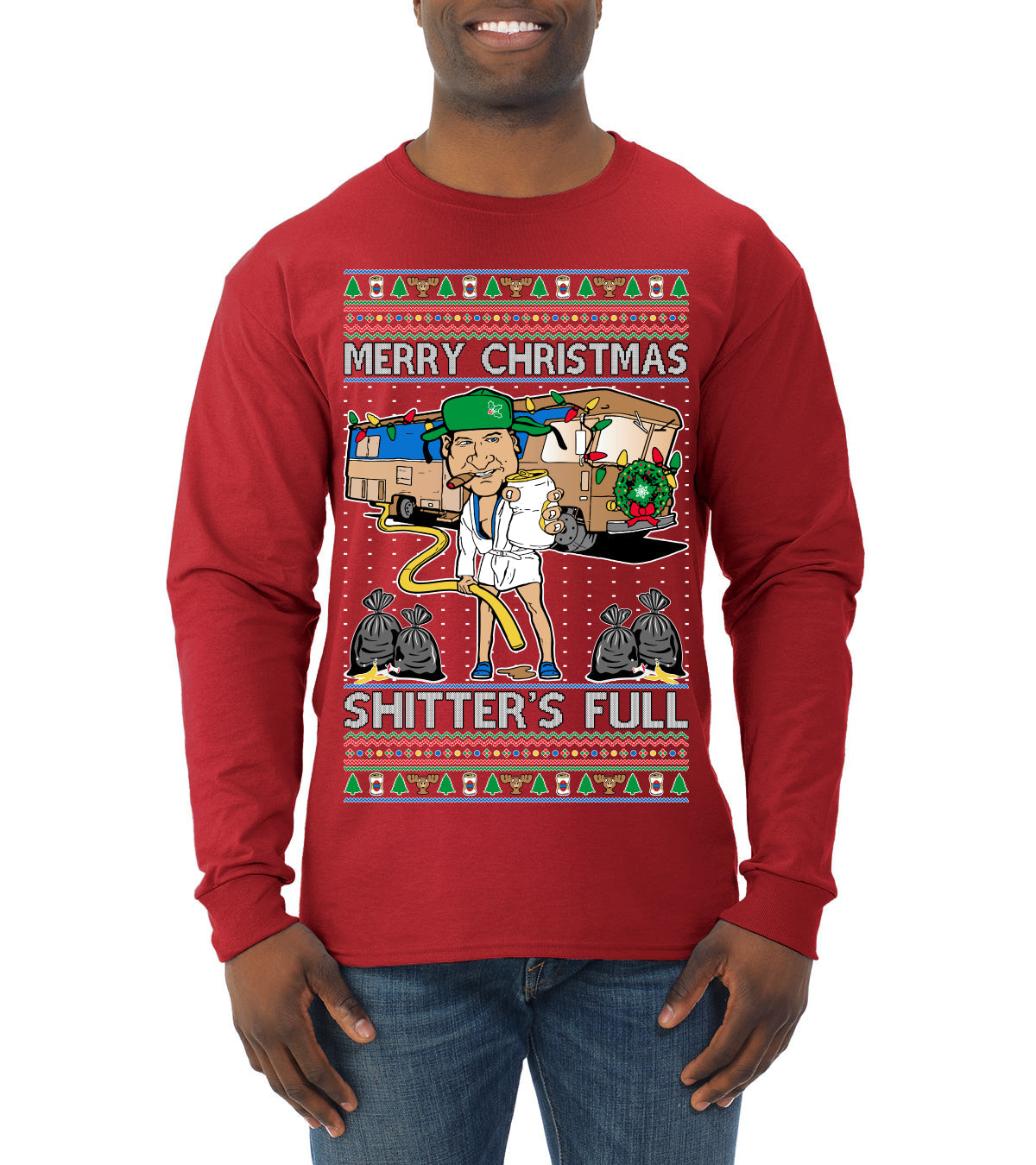 Merry Christmas Shitter's Full Ugly Christmas Sweater Mens Long Sleeve Shirt