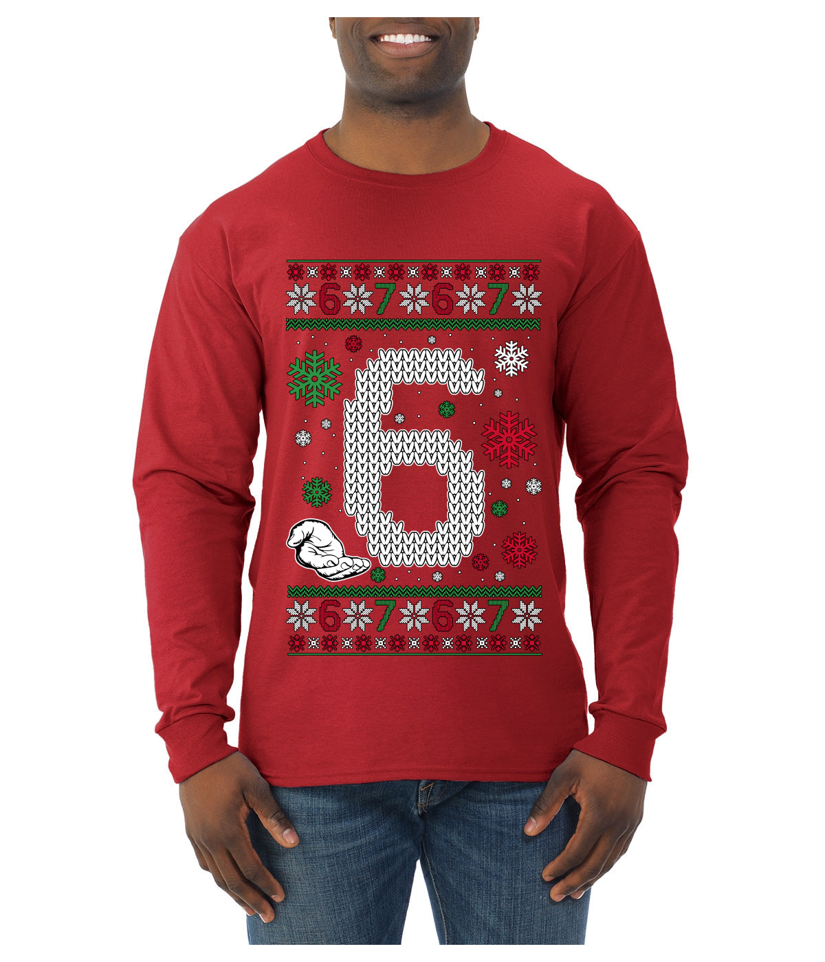 Christmas 6 Meme, Ugly Christmas Sweater Unisex Mens Long Sleeve Shirt