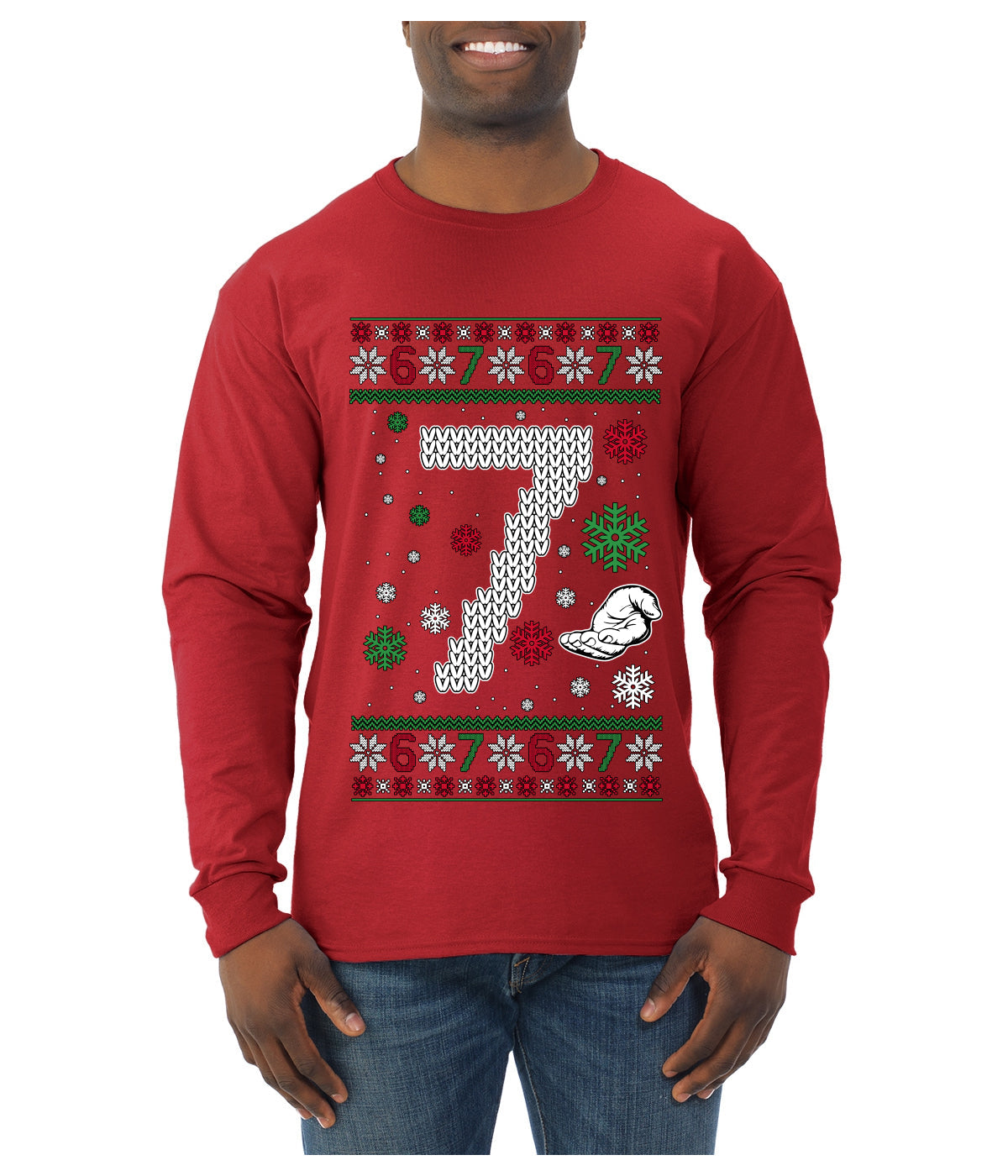 Christmas 7 Meme, Ugly Christmas Sweater Unisex Mens Long Sleeve Shirt