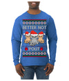 Better Not Pout, Cute Sad Santa Cats | Funny Ugly Christmas Sweater Mens Long Sleeve Shirt