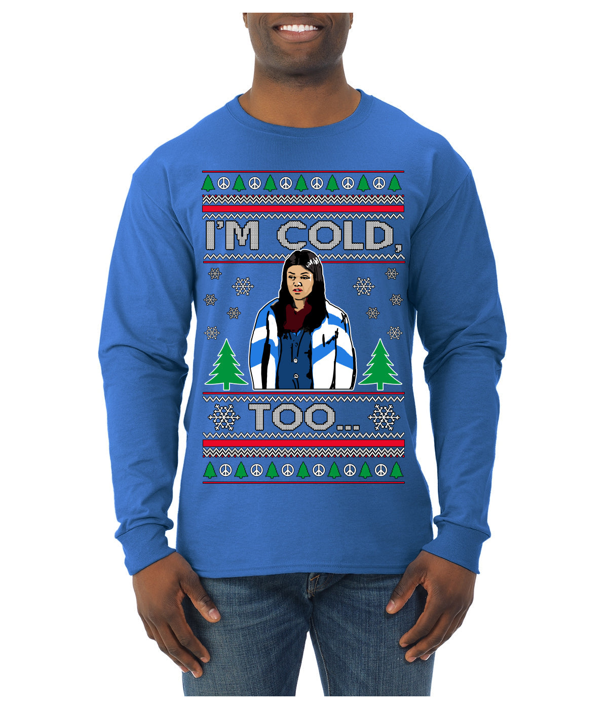 I'm Cold Too Funny Classic 70s Show Damn Jackie Ugly Christmas Sweater Mens Long Sleeve Shirt
