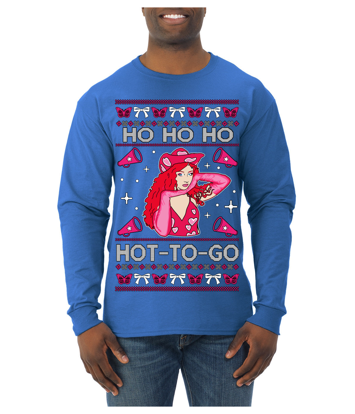Ho Ho Ho Hot to Go, Viral Midwest Princess Song Dance Pop Star Concert Tour Merch Ugly Christmas Sweater Mens Long Sleeve Shirt